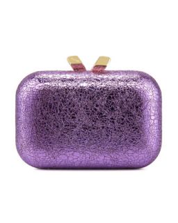 Margo Crinkled Metallic Box Clutch Bag, Purple   Kotur