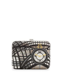 Penn Station Rectangle Clutch Bag, Silver   Judith Leiber Couture