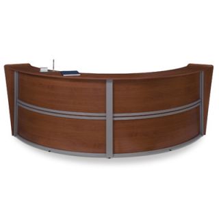 OFM Reception Furniture Double Unit Curved Station 55292 Finish Cherry