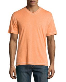 Short Sleeve Relaxed Slub Knit Shirt, Orange