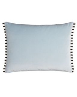 Velvet Pillow with Striped Silk Trim, 24 x 18   Designers Guild