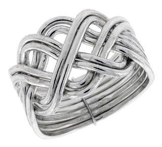 Sterling Silver 8 Piece Puzzle Ring Wire Wrapped Handmade, 5/8 in. (16 mm) wide Jewelry