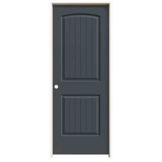 ReliaBilt 2 Panel Round Top Plank Solid Core Smooth Molded Composite Right Hand Interior Single Prehung Door (Common 80 in x 28 in; Actual 81.68 in x 29.56 in)