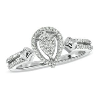 CT. T.W. Diamond Pear Shaped Cluster Promise Ring in Sterling