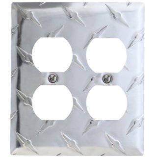 Amerelle 955DD Garage Diamond Cut Aluminum Wallplate with 2 Duplex Outlet   Wall Plates  