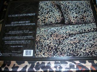 Queen Leopard Print Luxury Satin Print Sheet Set   Pillowcase And Sheet Sets