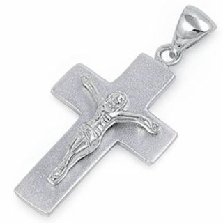 Jesus Christ Cross Charm .925 Sterling Silver Pendant Jewelry