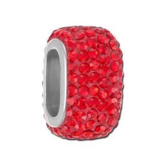 19mm Red Rhinestone Bead for Licorice Leather