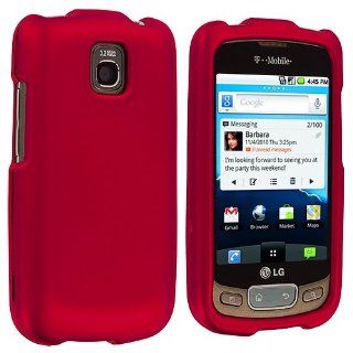 Red Snap On Hard Skin Case Cover for LG Optimus T P509 Cell Phones & Accessories