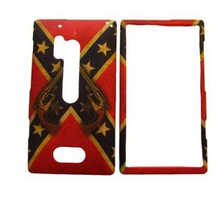 NOKIA LUMIA 928 VERIZON RED REBEL CONFEDERATE FLAG SMOKE SMOKING GUNS RUBBERIZED HARD COVER CASE SNAP ON Cell Phones & Accessories