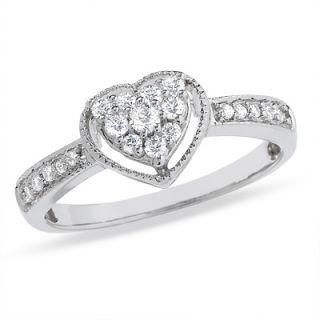 CT. T.W. Heart Shaped Diamond Frame Ring in 10K White Gold   Zales