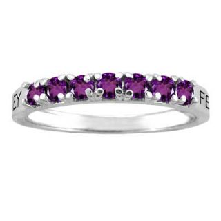 Engravable Stackable Seven Simulated Birthstone Ring in 10K White or