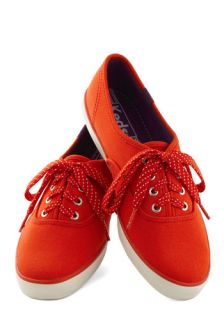 Jump for Joy Sneaker in Red  Mod Retro Vintage Flats