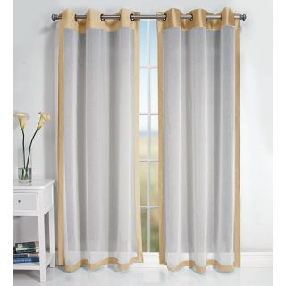 allen + roth Barista 63 in L Bordered Tan Grommet Sheer Curtain