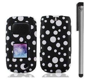 Samsung Rugby III/A997 rubber image Cover Case with ApexGears Stylus Pen (Black White Polka Dots) Cell Phones & Accessories