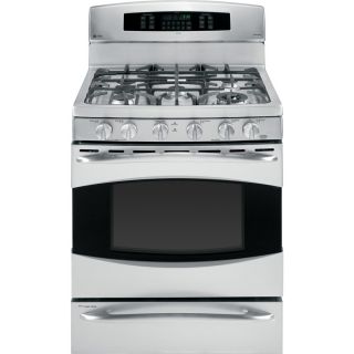 GE Profile 30 in 5 Burner Freestanding 6.4 cu ft Self Cleaning Convection Gas Range (Stainless Steel)
