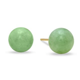 0mm Light Green Jade Stud Earrings in 10K Gold   Zales