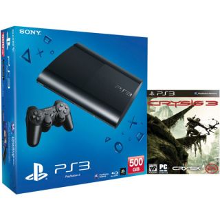 PS3 New Sony PlayStation 3 Slim Console (500 GB)   Black   Includes (Crysis 3)      Games Consoles