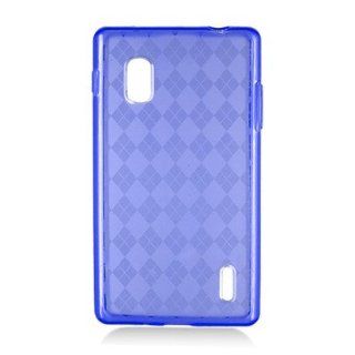 For LG Optimus G AT&T E970 Soft TPU SKIN Case Transparent Checker Pattern Blue Cell Phones & Accessories