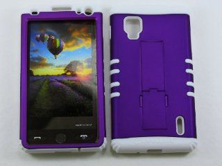 For Lg Optimus G (cdma) Ls 970 Non Slip Purple Heavy Duty Case + White Rubber Skin Accessories Cell Phones & Accessories