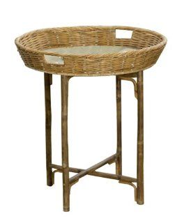 Zodax Hapao Round Tray with Rattan Handles   Decorative Accessories