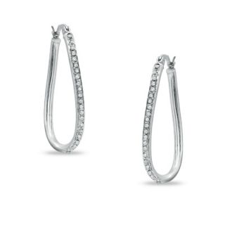 Diamond Fascination™ Figure Eight Hoop Earrings in Sterling Silver