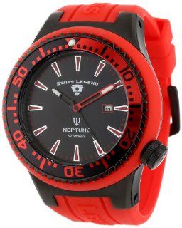 Swiss Legend Men's 11818A BB 01 RBS W Neptune Automatic Black Dial Red Silicone Watch Watches