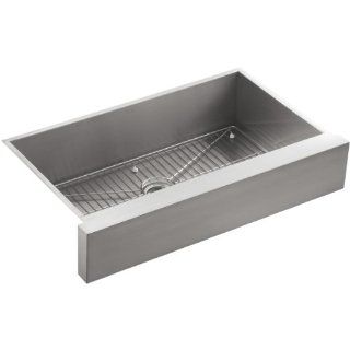 KOHLER K 3943 NA Vault Undercounter Single Basin Stainless Steel Sink with Shortened Apron Front for 36 Inch Cabinet   Single Bowl Sinks  