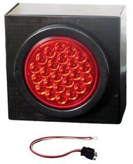 4" Round Red LED Stop Tail Turn Light Kit, Mounting Box Automotive