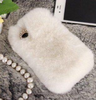Winter Warm White Rabbit Fur Case Fluffy Phone Cover for Iphone 5 Cell Phones & Accessories