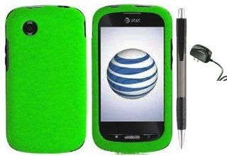 Neon Green Design Protector Hard Cover Case for ZTE Avail Z990 (AT&T) + Luxmo Brand Travel (Wall) Charger + Bonus 1 of New Rubber Grip Translucent Ball Point Pen Cell Phones & Accessories
