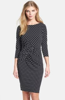 Adrianna Papell Polka Dot Ruched Jersey Dress