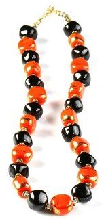 Simply Beautiful 2012  Handmade Round Shaped Salmon coral Colored and Round Black Bead Necklace Jewelry