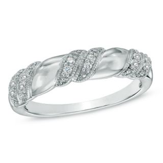 Diamond Accent Vintage Style Anniversary Band in 10K White Gold