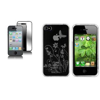 CommonByte Clear Flower TPU Skin CASE Cover+MIRROR LCD Screen Guard for iPhone 4 4S 4G IOS Cell Phones & Accessories