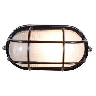 Access Lighting 20292 BL/FST Nauticus 100W Wet Location Oval Bulkhead, Black Finish with Frosted Glass   Wall Sconces  