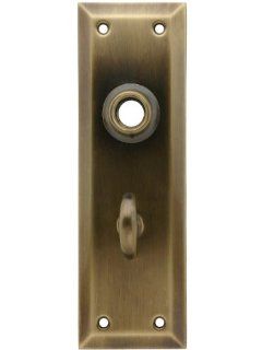 Stamped Brass New York Privacy Back Plate With Thumb Turn In Antique By Hand Finish. Brass Escutcheons.   Door Lock Replacement Parts  