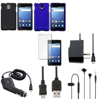CommonByte Black+Blue Hard Case+Film+Charger+USB+Headset For Samsung Infuse SGH i997 4G Cell Phones & Accessories