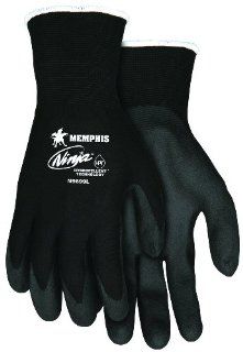 MCR Safety N9699XL Ninja HPT Nylon 15 Gauge Gloves with Dark Gray PVC Foam Sponge Coating, Black, X Large   Work Gloves  