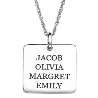 Engraved Square Name Tag Pendant in Sterling Silver (4 Names)   20