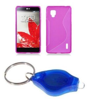 Hot Pink TPU Flex Gel Case + ATOM LED Keychain Light for LG Optimus G LS970 (Sprint) Cell Phones & Accessories