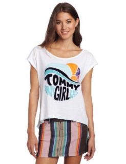 Tommy Girl Juniors Sunny Days TG Logo Tee, Bright White, Large Fashion T Shirts
