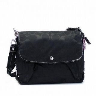 Coach Signature Kyra Nylon Flap Laptop Messenger Bag 16553 Black Clothing