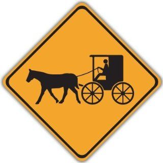 Warning Carriage Crossing Amish sticker decal 4" x 4" Automotive