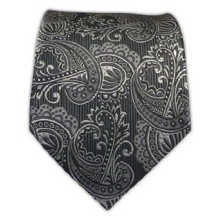 100% Silk Woven Charcoal Paisley Tie at  Mens Clothing store