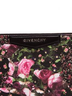 Givenchy Abstract Floral Leather Clutch   Browns