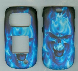 Blue Burning Skull Fire Samsung Rugby 3 III Sgh a997 Faceplate Protector Snap on Cover Case Rubberized Cell Phones & Accessories