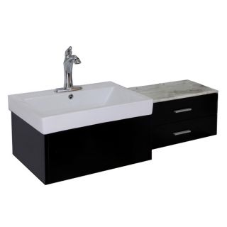 Bellaterra Home 45.8 in x 18.5 in Black Undermount Single Sink Bathroom Vanity with Natural Marble Top