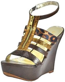 Liliana Sofie 6 Brown Women Wedge Sandals Shoes