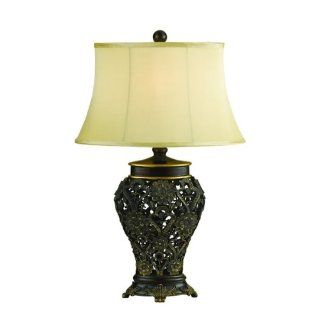 AF Lighting7969 TL Elements Ava light 150W 3 Way Edison Base Table Lamp, Cut Out Antique Gold, Ivory Soft Back Shade    